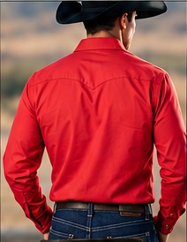 Camisa Alaska roja, vista de espalda