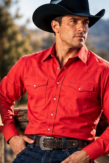 Vaquero con camisa Custer Alaska roja